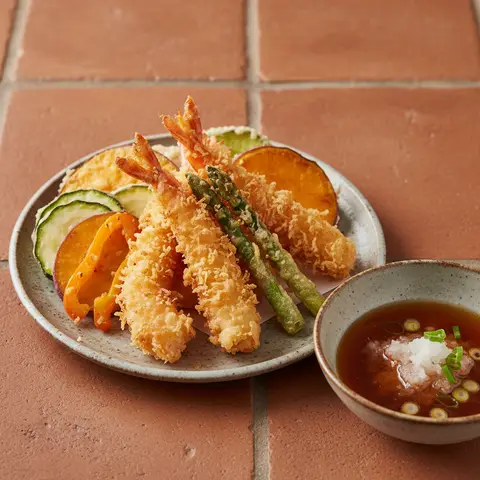 Tempura mit Garnelen und Gemüse