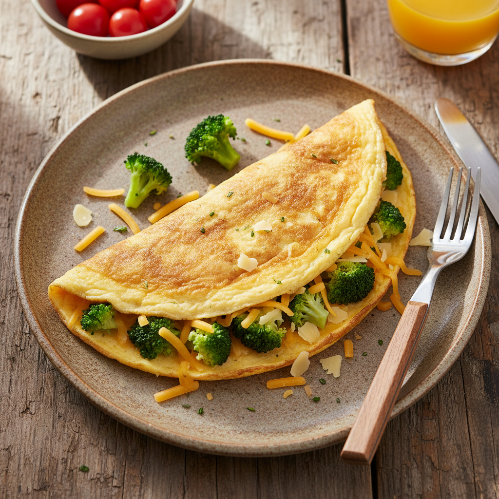 Omelette brocoli-fromage