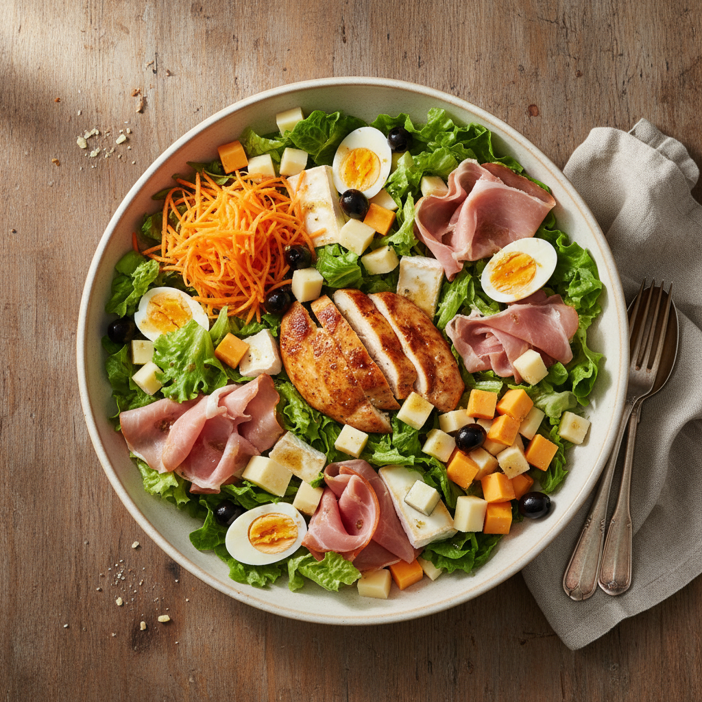 Salade Composée Poulet, Jambon et Fromage