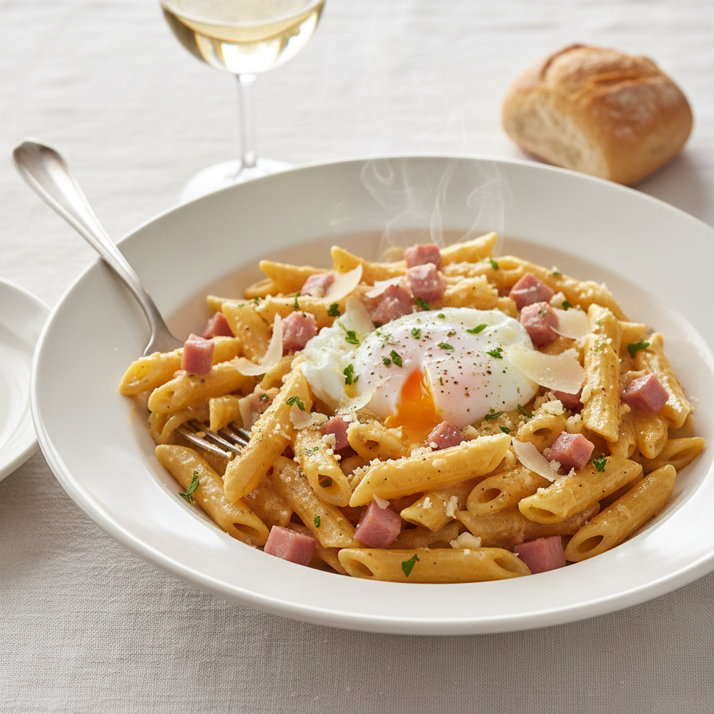 Pâtes Carbonara Revisitée au Jambon
