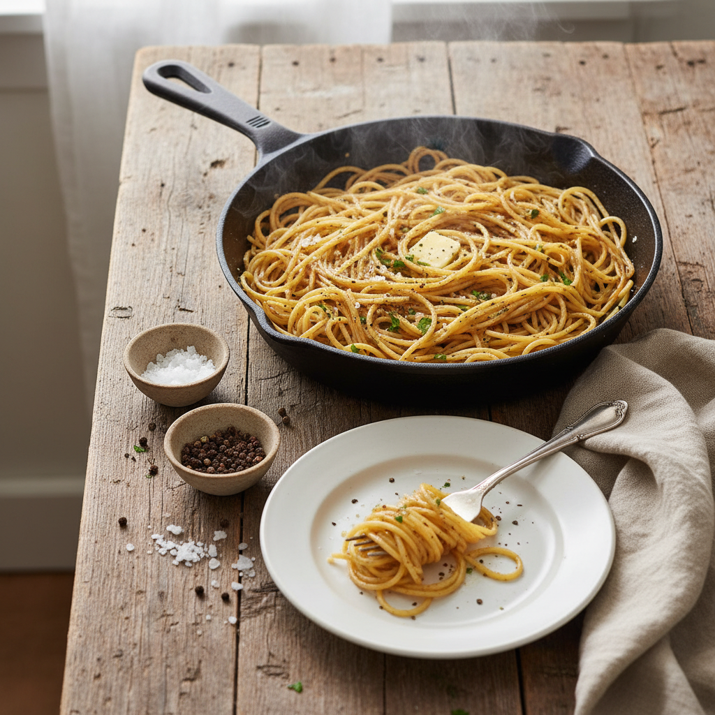 Spaghettis Poivre Sel à la Poêle