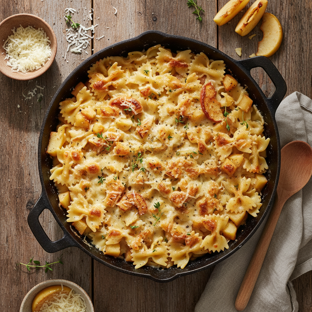 Farfalles en Gratin aux Pommes et Comté