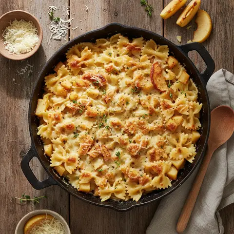 Farfalle-Auflauf mit Äpfeln und Comté