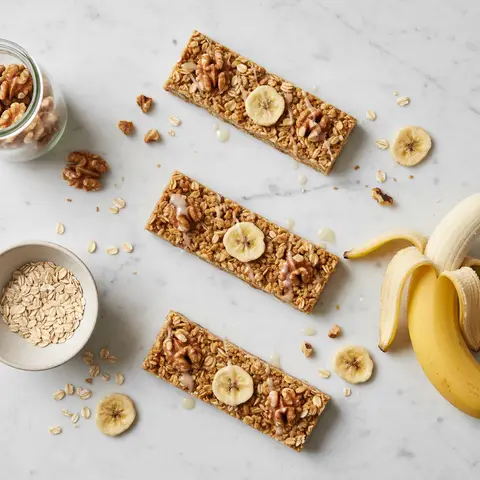 Energie-Riegel mit Haferflocken, Nüssen und Banane