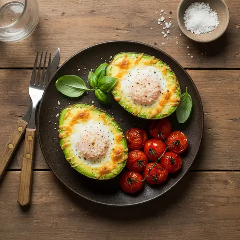Baked Eggs in Avocado Halves with Parmesan