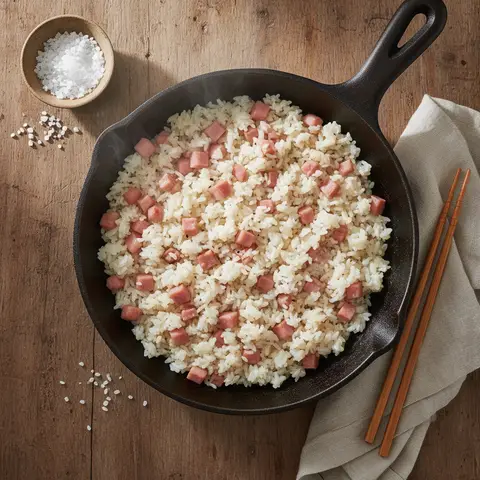 Stir-Fried White Rice with Ham