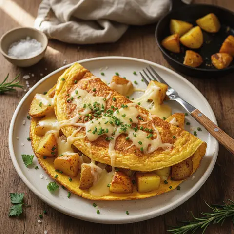 Bauernomelette mit Gruyère und Kartoffeln