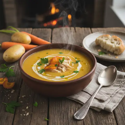 Creamy Potato, Carrot, and Chicken Soup