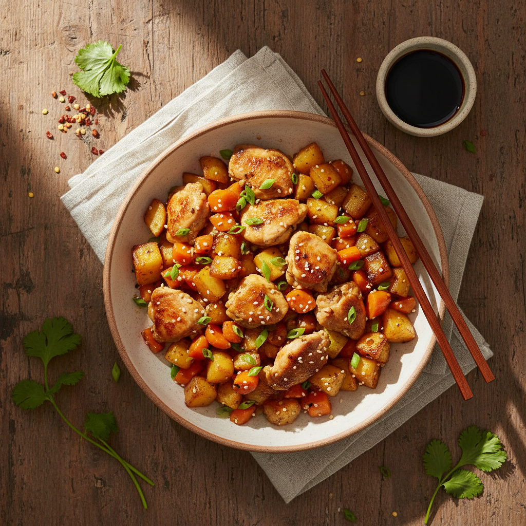 Poulet Sauté aux Carottes et Pommes de Terre