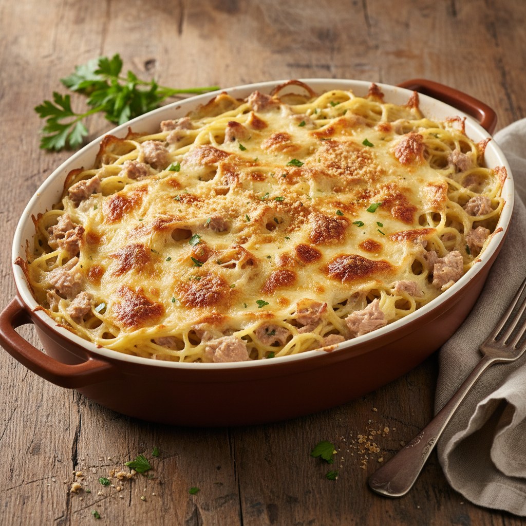 Gratin de Pâtes au Thon et Fromage