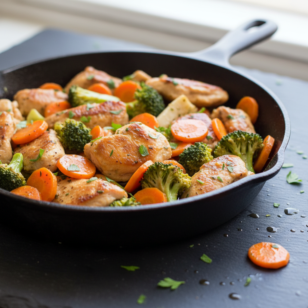 Poêlée de Poulet aux Carottes et Brocoli