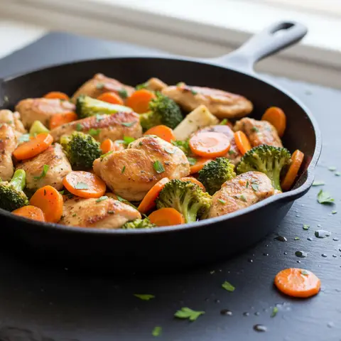 Pan-Seared Chicken with Carrots and Broccoli