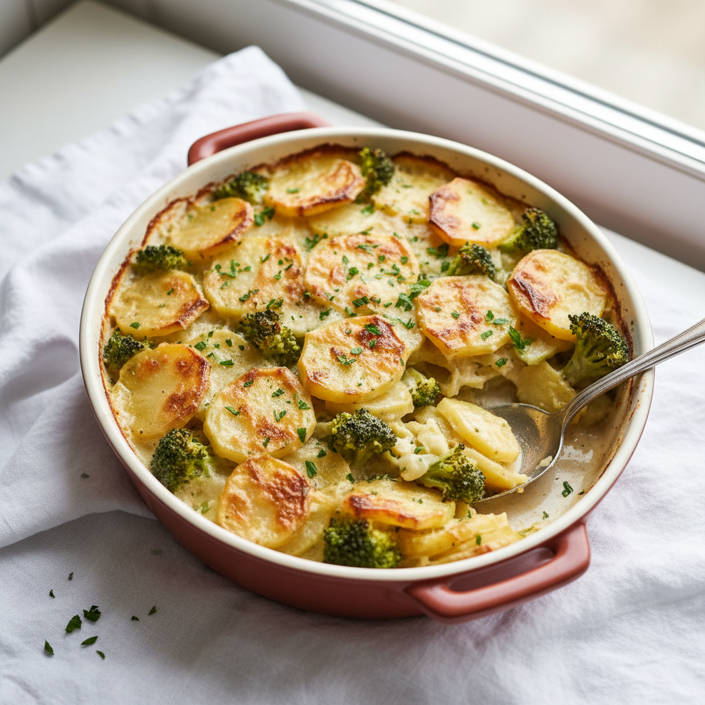 Gratin de pommes de terre et brocoli