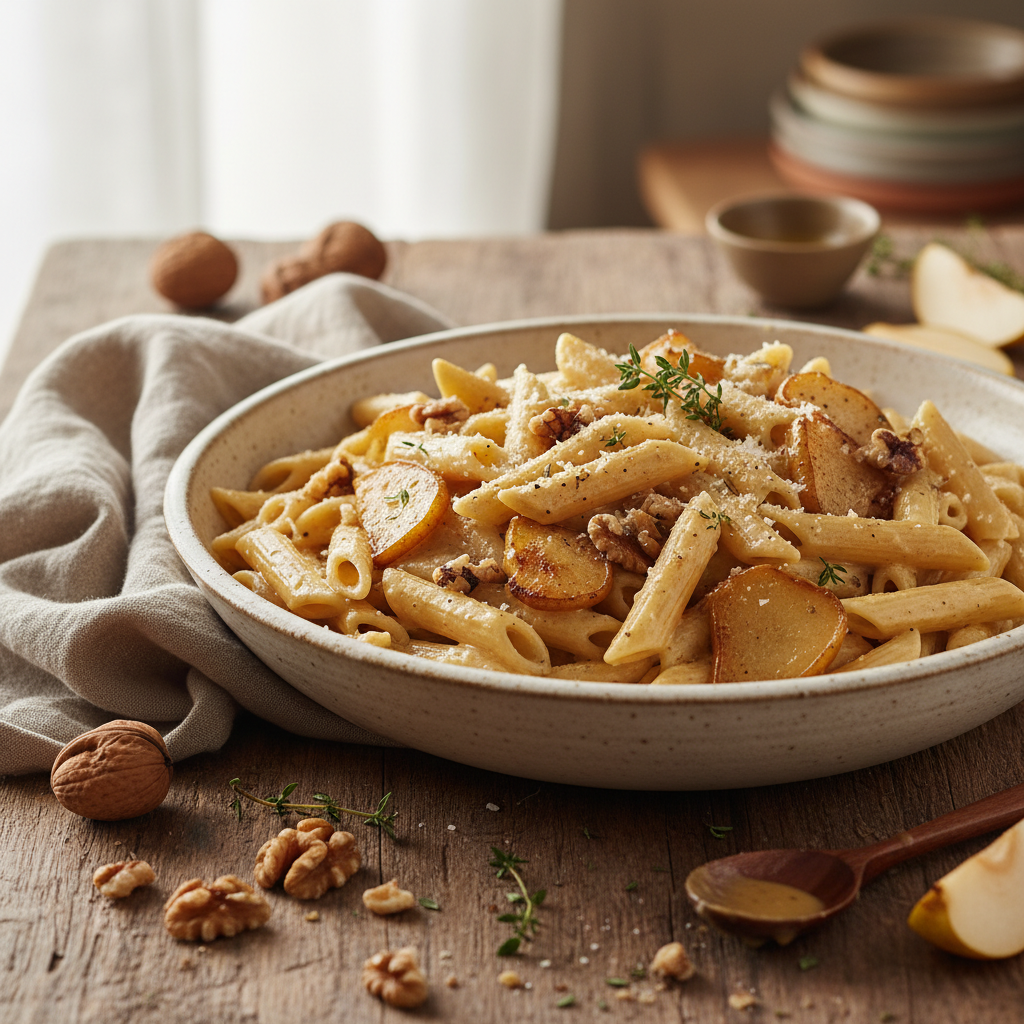 Pâtes à la Crème de Poire et Noix
