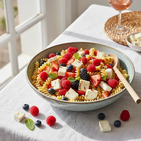 Kalter Nudelsalat mit Beeren