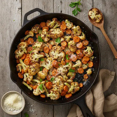 Blumenkohl und Karotten mit Parmesan