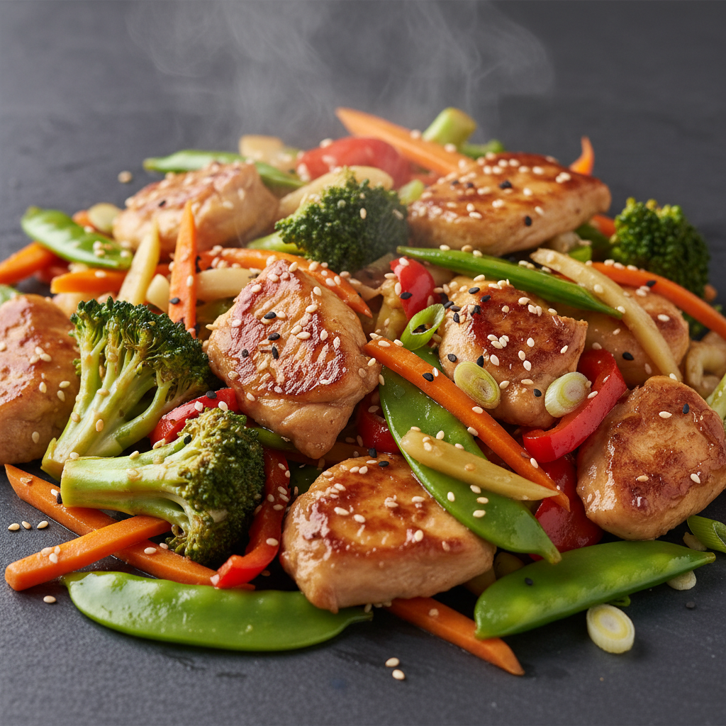 Poêlée asiatique de poulet et légumes