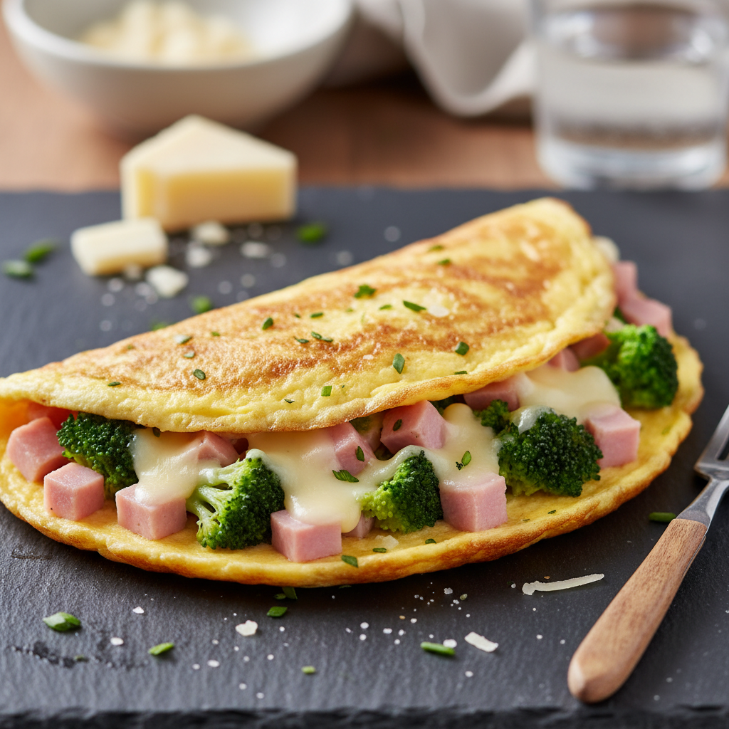 Omelette jambon-fromage aux brocolis