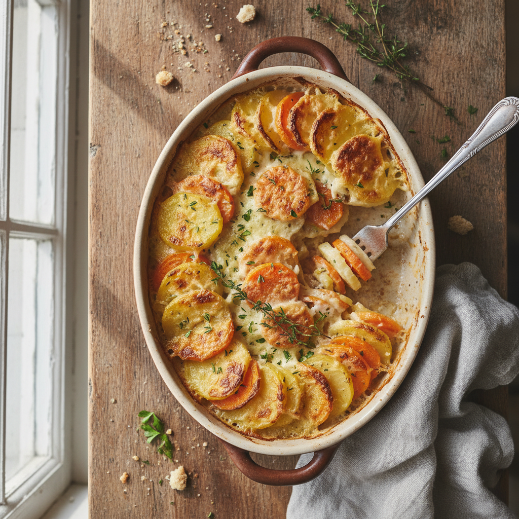 Gratin de pommes de terre et carottes