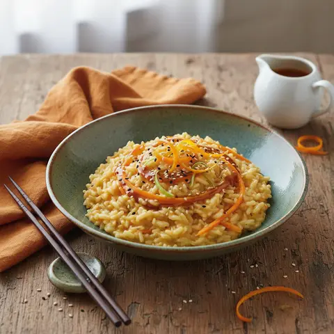 Risotto mit Orange und Sojasauce