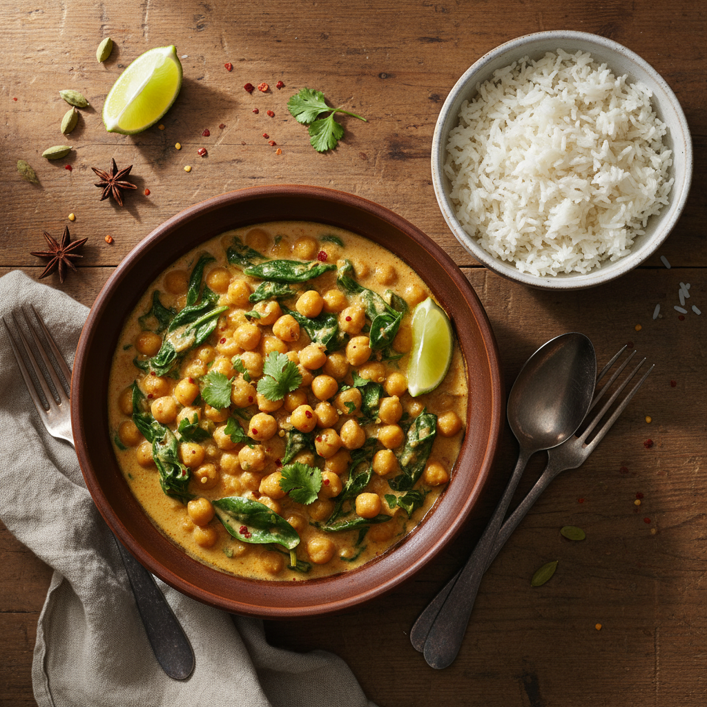 Curry de Pois Chiches aux Épinards