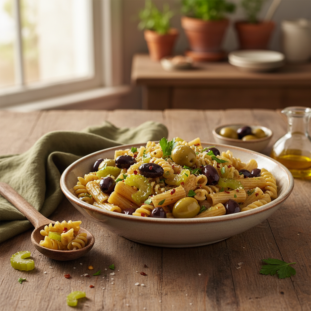 Pâtes aux Olives et Céleri