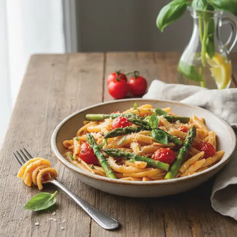 Pasta mit Tomaten und Spargel