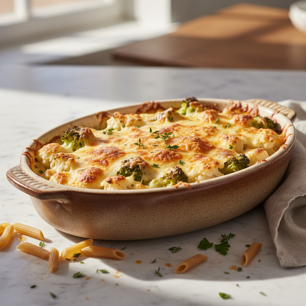 Gratin de Chou-fleur et Brocoli au Gruyère