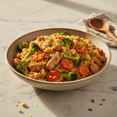 Asian-Style Fried Rice with Vegetables and Chicken