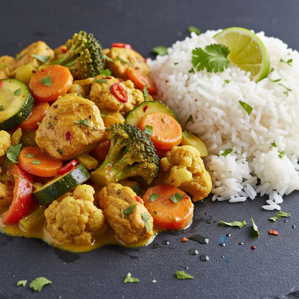 Curry de Légumes et Poulet Rôti