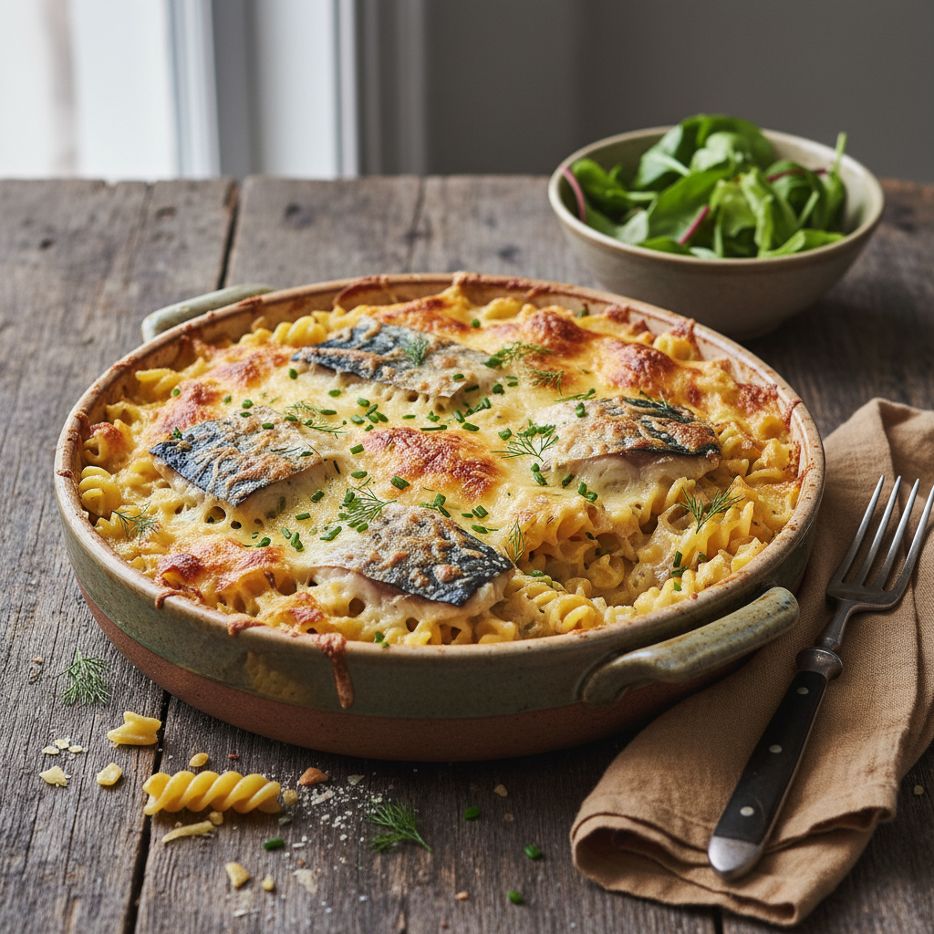 Gratin de Pâtes au Maquereau Fumé