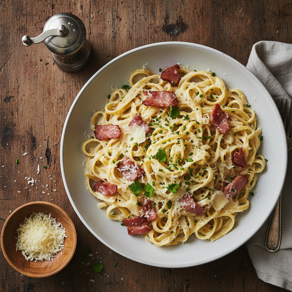 Pâtes Carbonara-Style avec Jambon