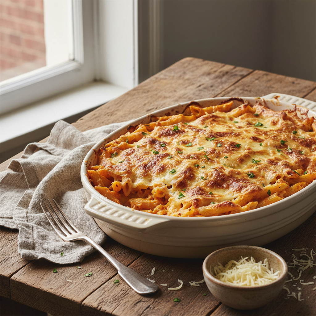 Penne à la Sauce de Carottes et Gruyère