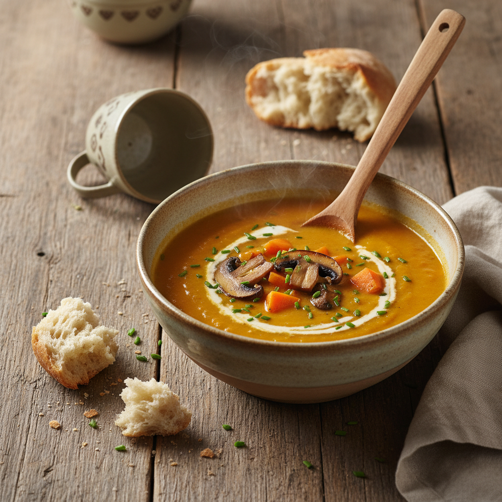 Soupe de carottes et champignons