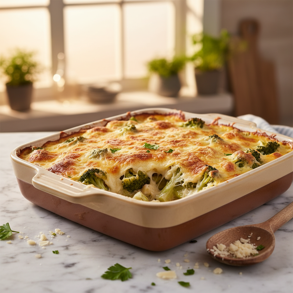Gratin de Brocoli et Asperges au Gruyère