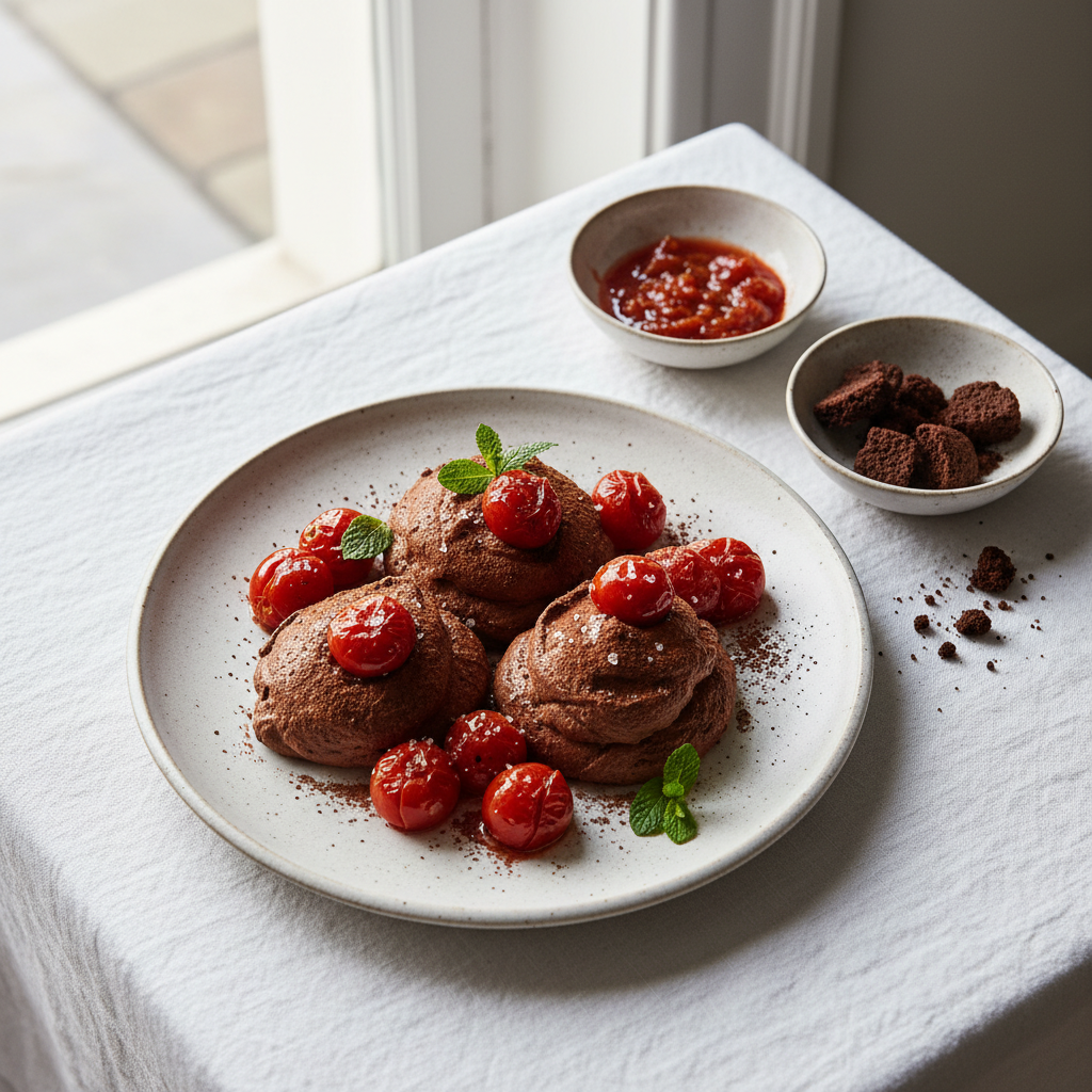 Mousse Chocolat Tomate (Déconstructée)