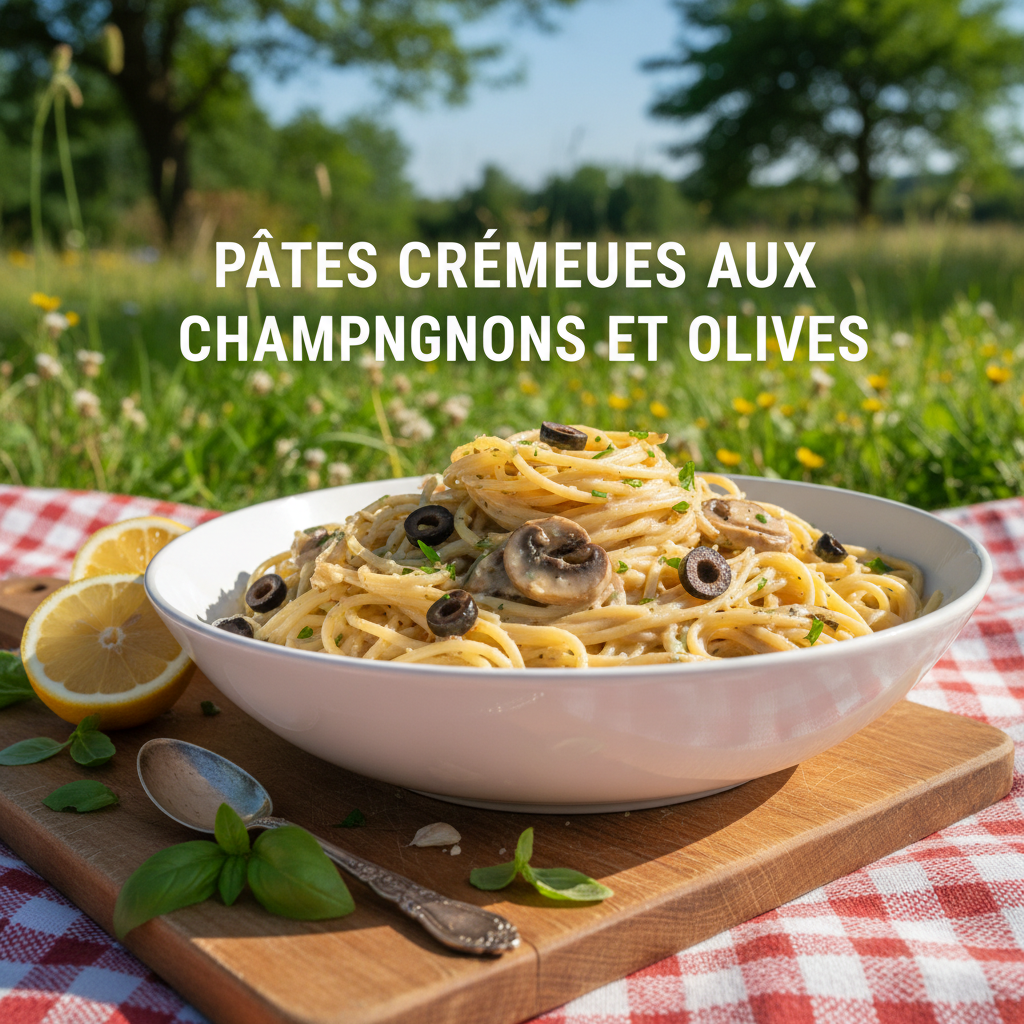 Pâtes Crémeuses aux Champignons et Olives