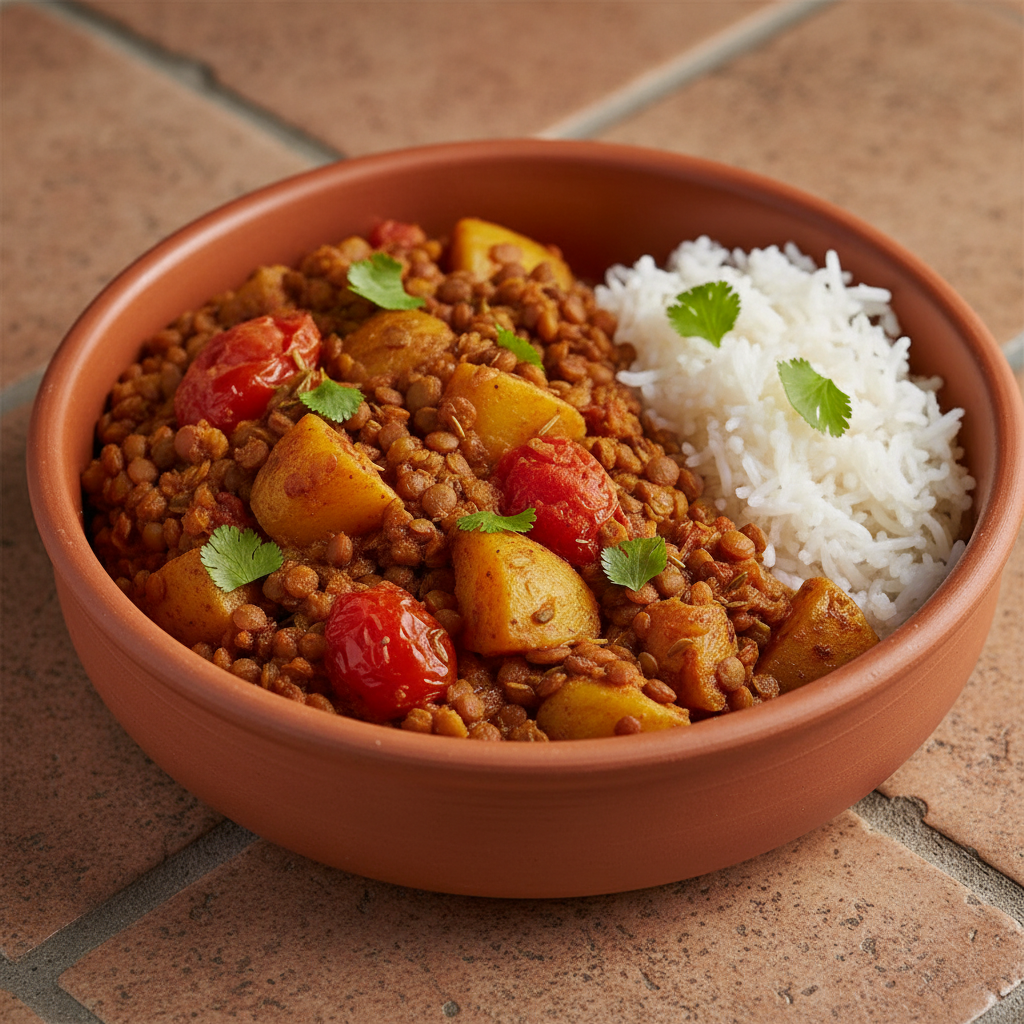 Curry de lentilles aux pommes de terre et tomates