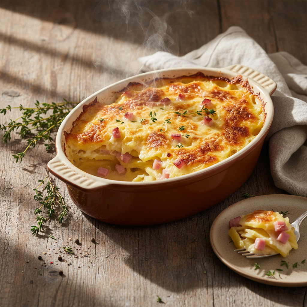 Gratin de pommes de terre et jambon