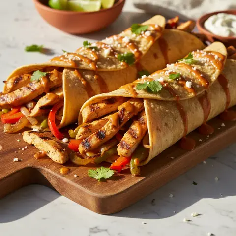Mexikanische Wraps mit Hähnchen-Fajitas