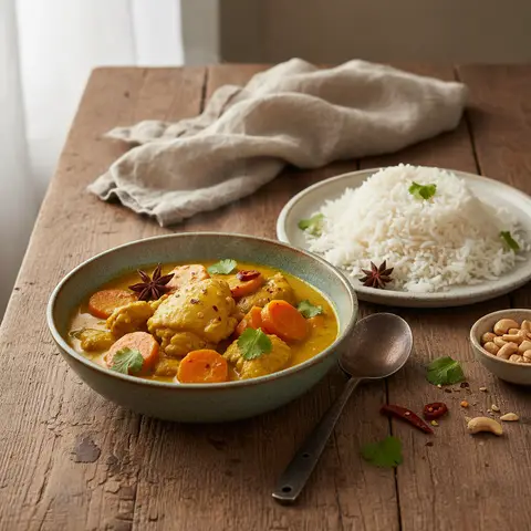 Curry de poulet asiatique avec riz