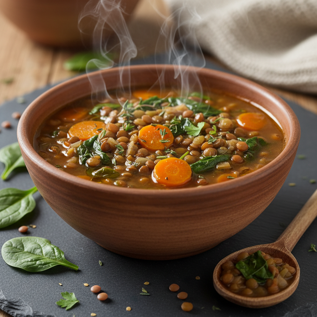 Soupe de Lentilles aux Épinards