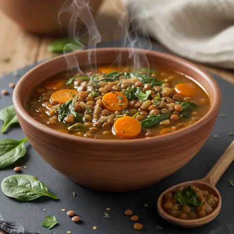 Linsensuppe mit Spinat