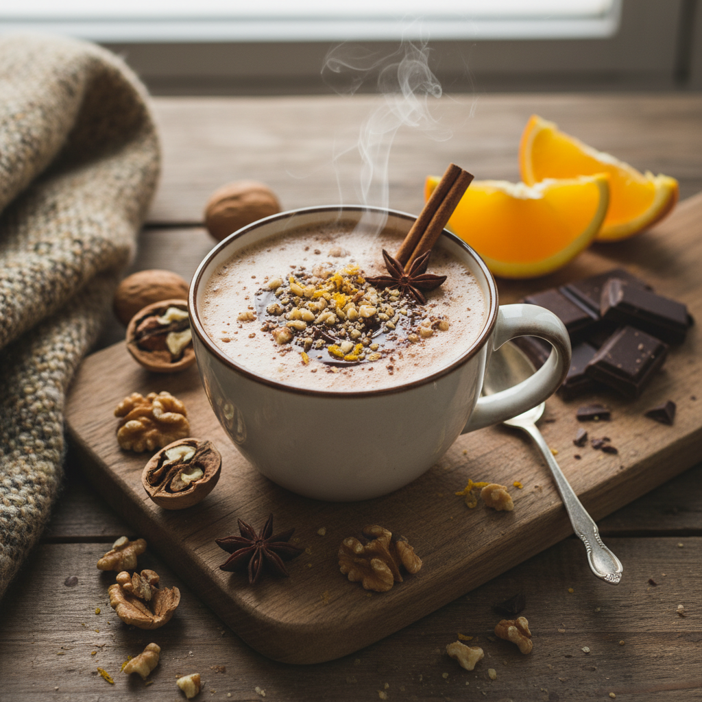 Chocolat Chaud aux Noix et Orange