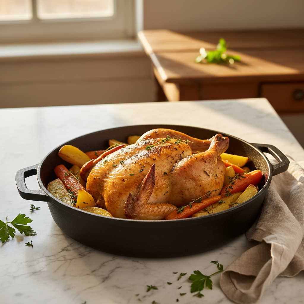 Poulet aux carottes et pommes de terre