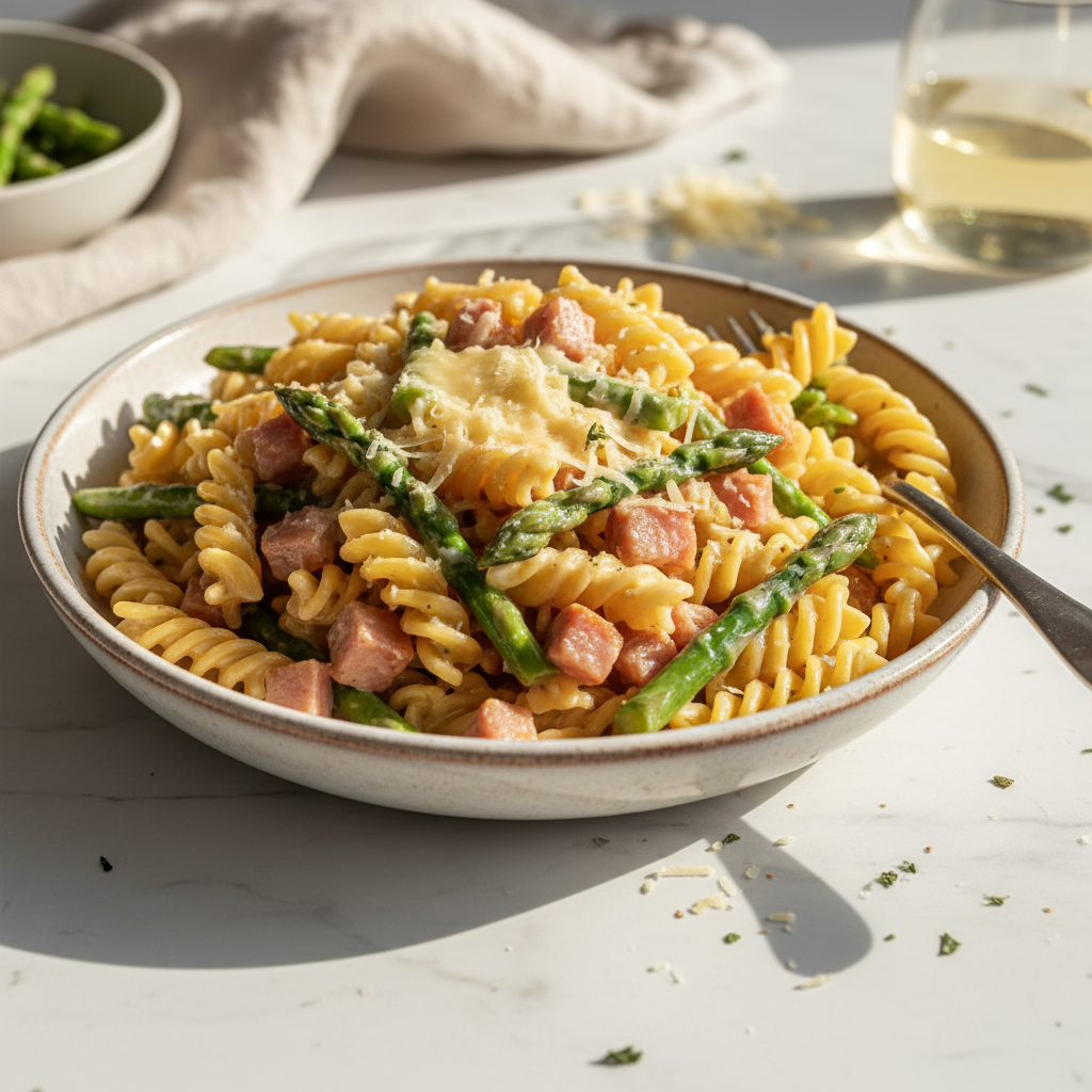 Pâtes Asperges et Jambon au Gruyère