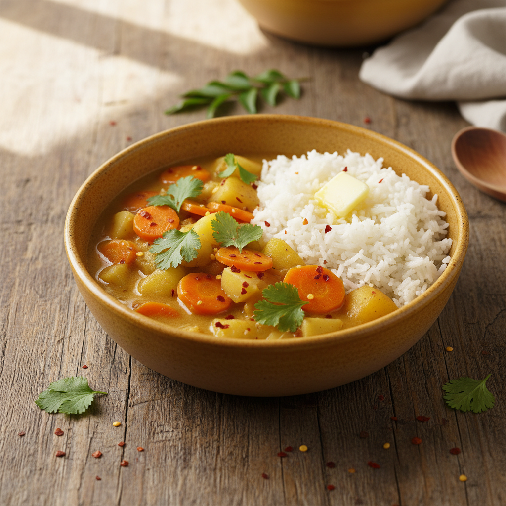 Curry de légumes aux pommes et riz