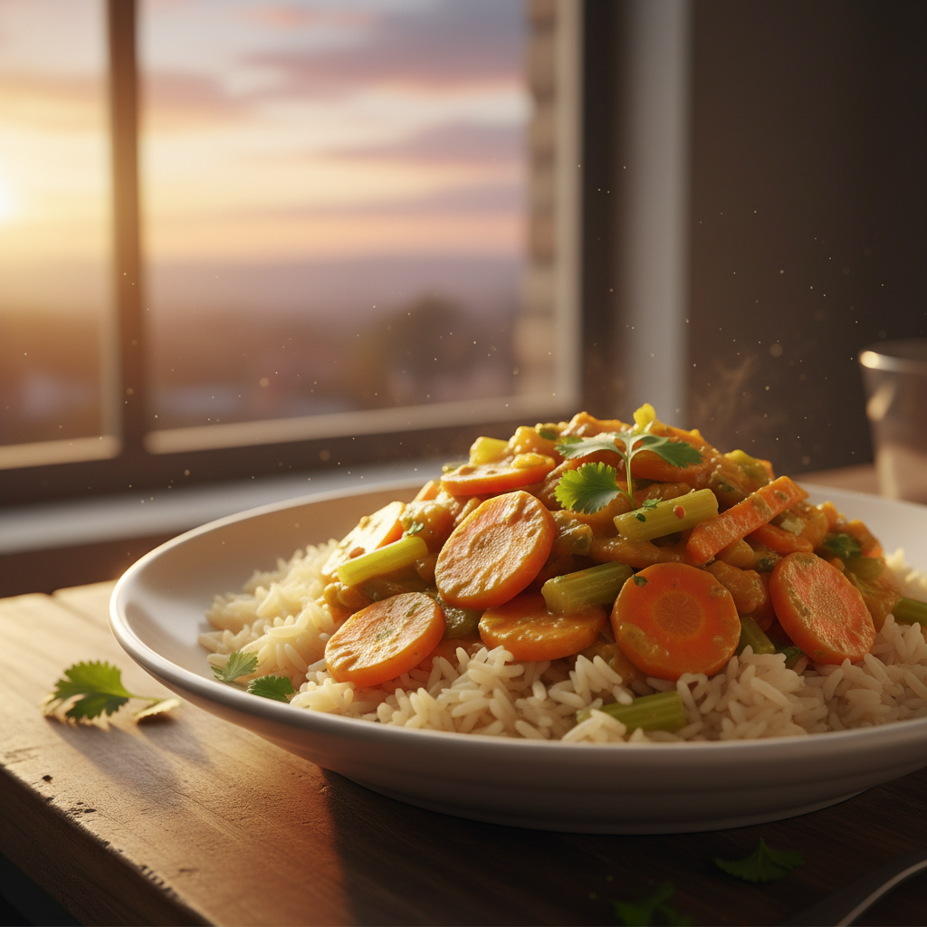 Wok de Légumes au Curry avec Riz Basmati
