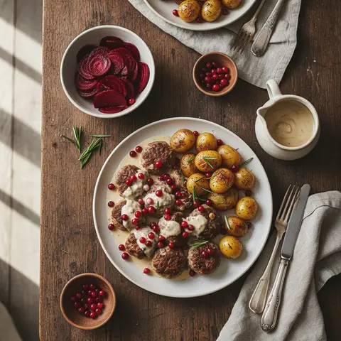 Köttbullar mit Preiselbeeren