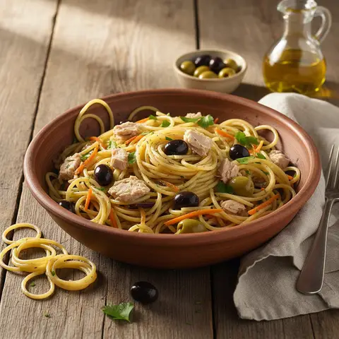 Pasta mit Thunfisch und Oliven